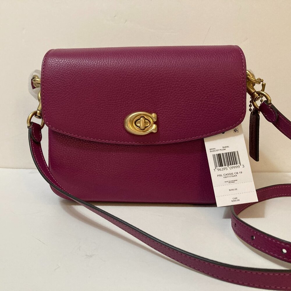 COACH Cassie 19 Crossbody Bag Deep Plum Leather